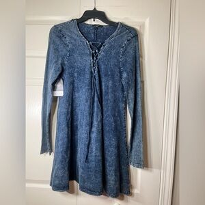 Dress Up Boutique Very J Denim Color Long Sleeve Mini Dress